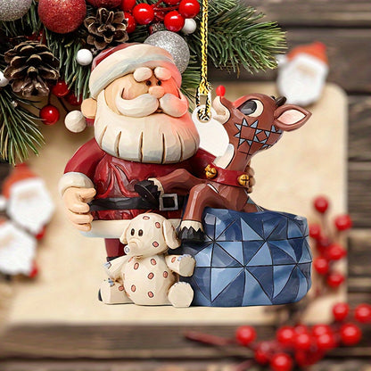 Handmade Acrylic Santa Claus and Reindeer